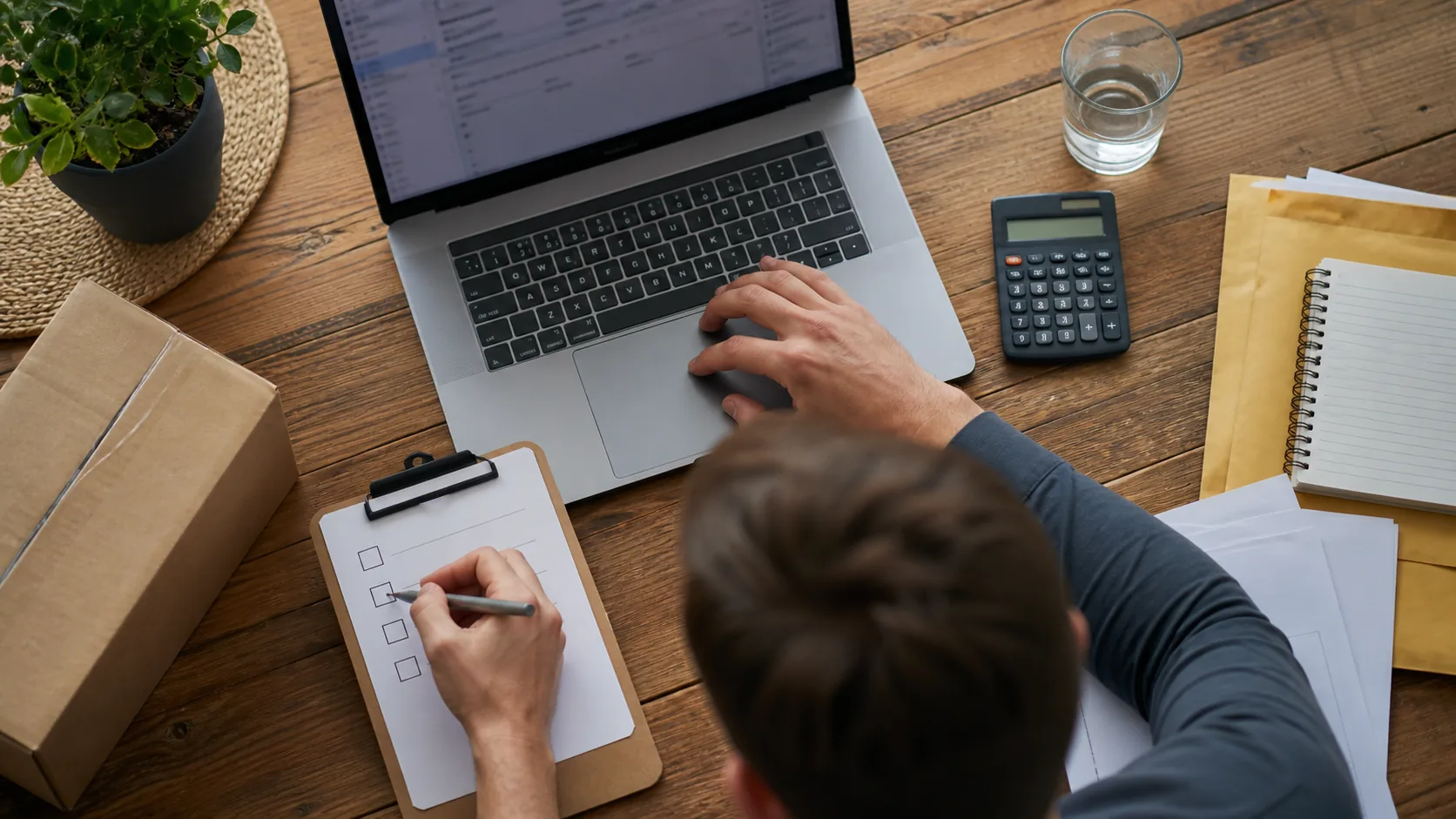 Freelancer zaškrtává kontrolní seznam před odesláním faktury